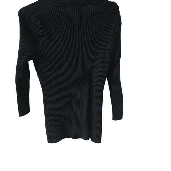 Isbella Rodriguez Ladies  Black Ribbed Knit Sweater with Bow Detail Sz L - Picture 3 of 3